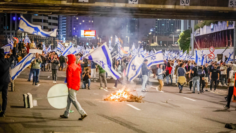 Israelis protest judicial reform for the 12th week in Tel Aviv, Israel - 25 Mar 2023