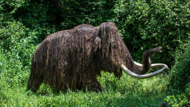 Woolly mammoth (Mammuthus primigenius) at the Grottes du Roc de Cazelle, about prehistoric life, Les Eyzies, Périgord, France