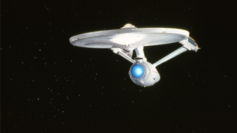 O macheta a navei Enterprise care figureaza în serialul se televiziune Star Trek.