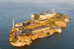 Aerial view over San Francisco at sunset Aerial view over San Francisco and Alcatraz Island at sunset