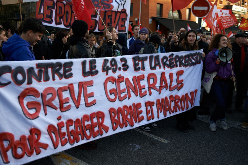 New Gathering Against The Use Of The 49.3 Article Fot The Pension'reform, Toulouse, France - 20 Mar 2023