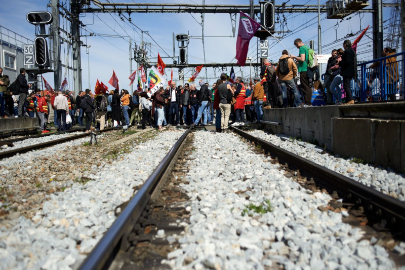 JL Melenchon, Leader Of LFI, Conference And Blockade Of The Toulouse's Railway Station, France - 22 Mar 2023