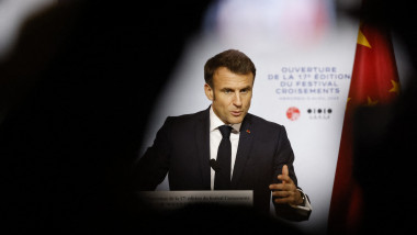 Preşedintele francez Emmanuel Macron la o conferinta de presa