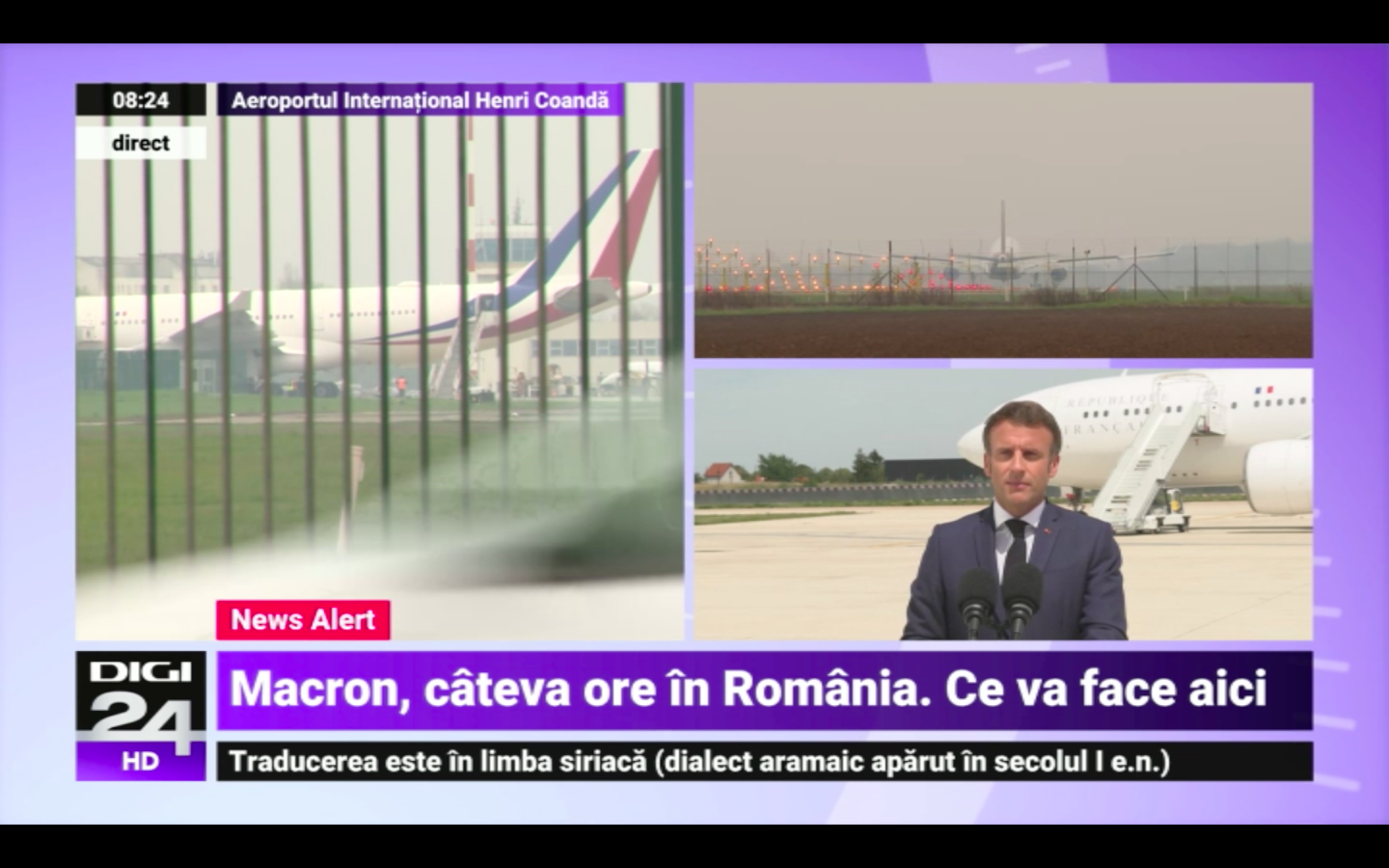 Emmanuel Macron a făcut escală în România, la întoarcerea din China