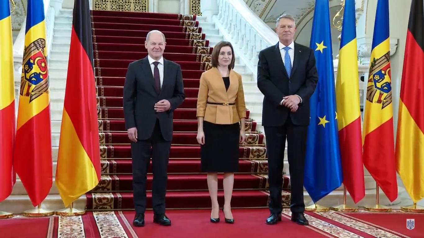 Maia Sandu a fost primită la Palatul Cotroceni. Întâlnire cu președintele Iohannis și cancelarul Olaf Scholz