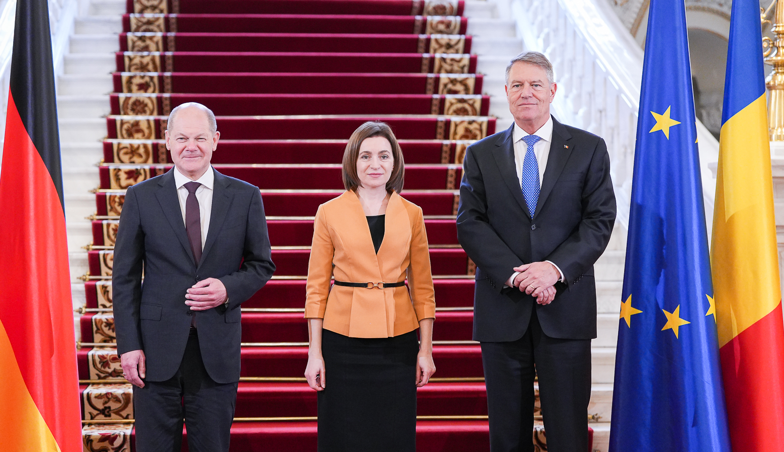 Trilaterală Iohannis-Scholz-Maia Sandu, la Palatul Cotroceni: „Unii au vrut ca Moldova să cadă, Moldova se ține dreaptă”