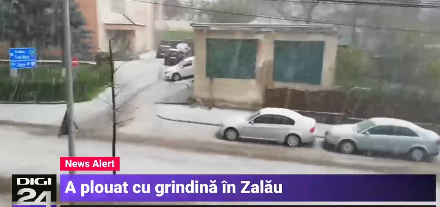 A plouat cu grindină în Zalău. Județele Sălaj și Neamț sunt sub cod galben de vreme rea