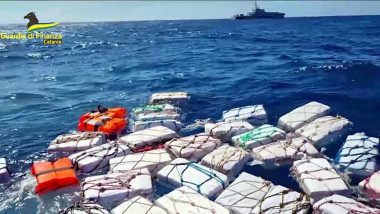 packages of cocaine floating off Sicily's eastern coast