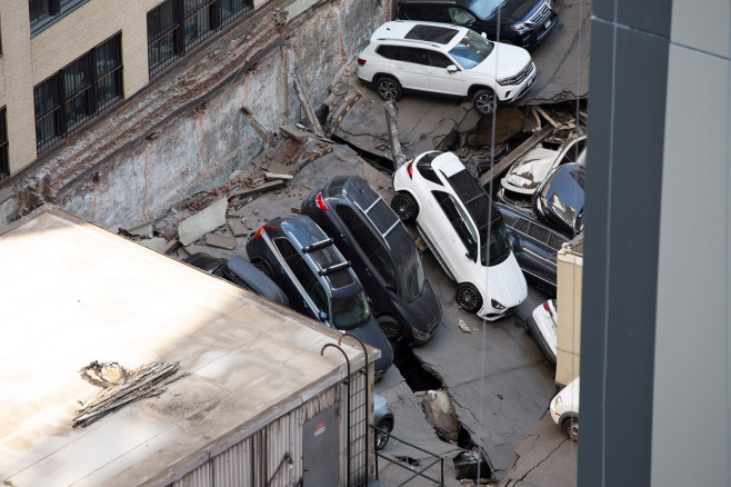 Parking garage collapse in lower Manhattan