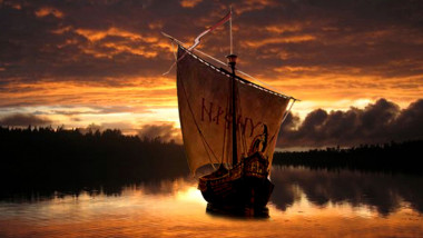 reprezentare grafică a unei nave cu panze a vikingilor