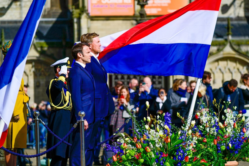 Macron makes a state visit to Dutch Royals