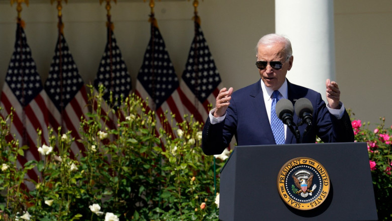 Președintele SUA Joe Biden susține un discurs în fața Casei Albe din Washington la un eveniment în cinstea profesorilor americani pe 24 aprilie 2023.
