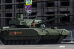 Moscow, Russia. 7th May, 2022. A T-14 Armata tank moves from Red Square after a fress rehearsal for the upcoming Victory Day parade set to mark the 77th anniversary of the victory over Nazi Germany in World War II in Moscow, Russia. Nikolay Vinokurov/Alam