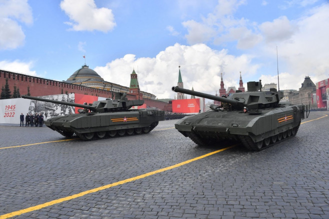 Moscow. The Armata T-14 tank during the military parade devoted to the 77th anniversary of the victory in the Great Patriotic War.