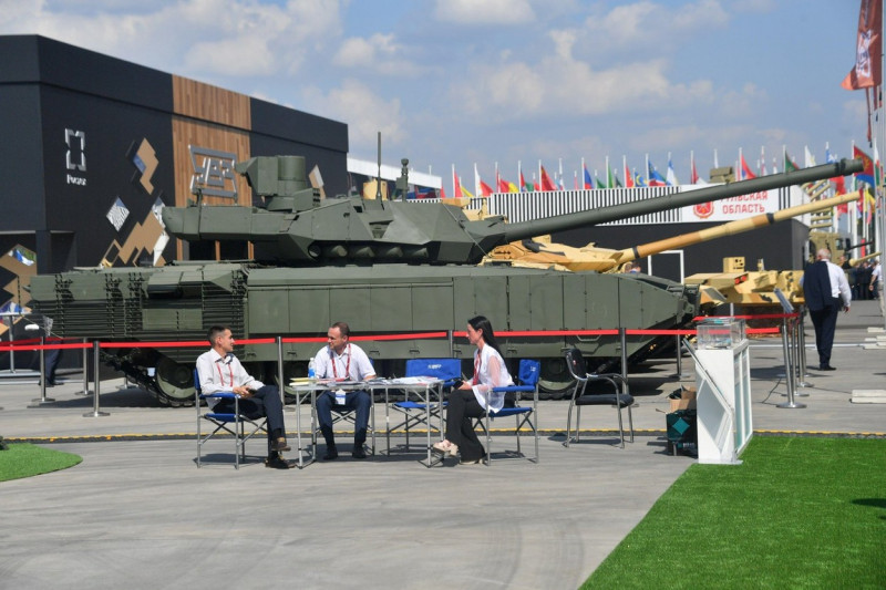Moscow region. The Armata T-14 tank at opening of the international military and technical forum 'Army-2022' in the congress and exhibition center 'Patriot'.
