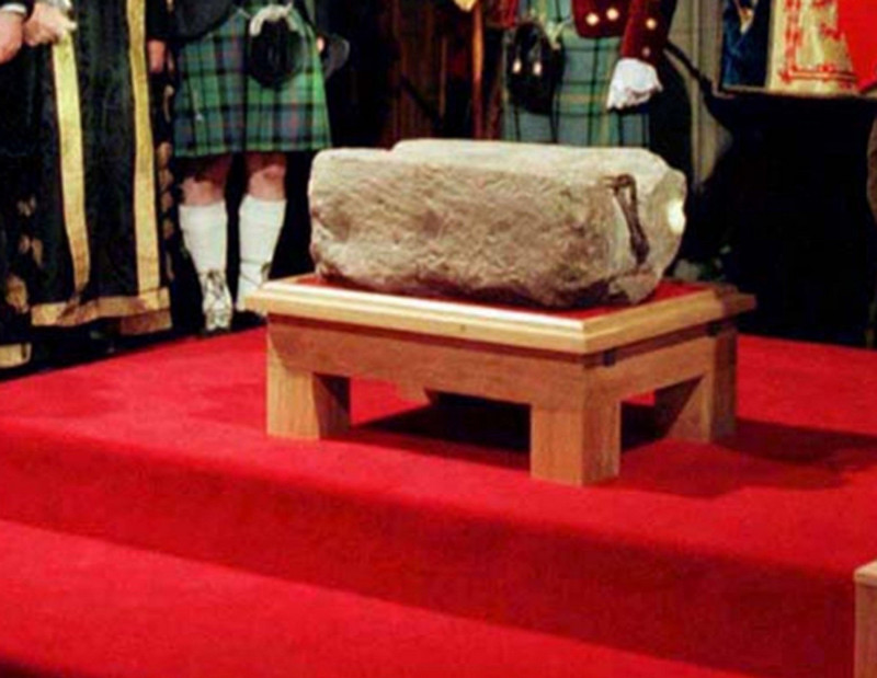 File photo dated 30/11/96 of the Stone of Destiny in the Great Hall in Edinburgh Castle. The son of the man who famously smuggled the Stone of Destiny back to Scotland from Westminster Abbey says his father would not want it to be returned to London for t