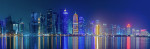 Clădiri din Doha și Lusail luminate noaptea