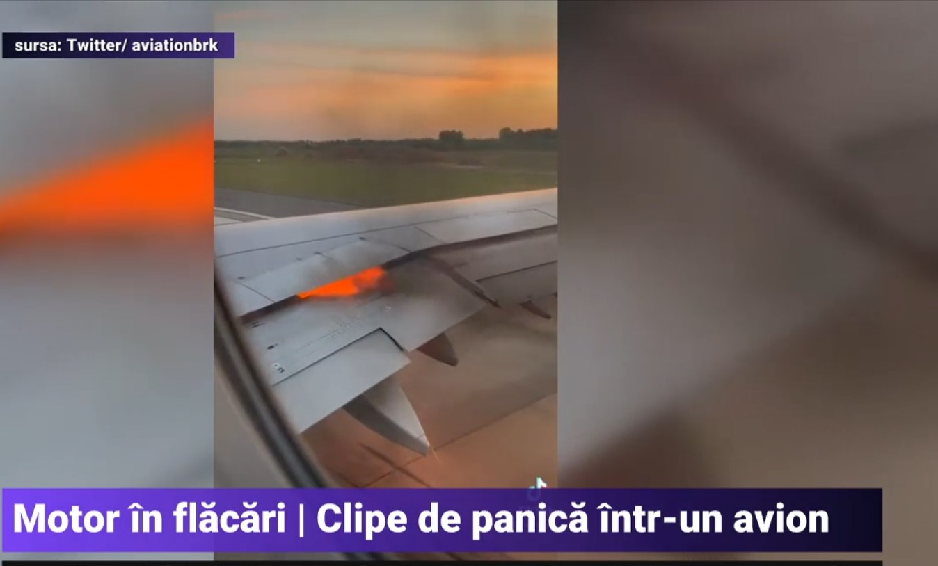 VIDEO Clipe de panică la bordul unui avion, după ce unul dintre motoare a luat foc în timpul decolării