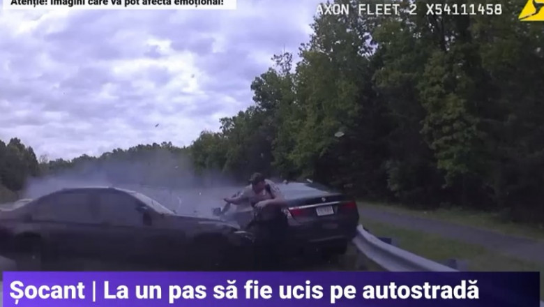 Un polițist a scăpat la limită dintr-un accident