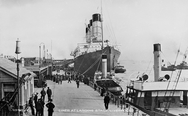 The Lusitania at landing stage, Liverpool