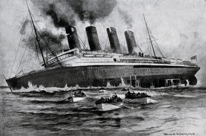 WW1 - Sinking of 'Lusitania', May 7th, 1915.