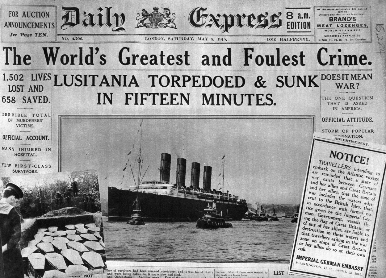 108 ani de când Germania a scufundat nava Lusitania, provocând moartea a 1200 de oameni și atrăgând SUA în Primul Război Mondial