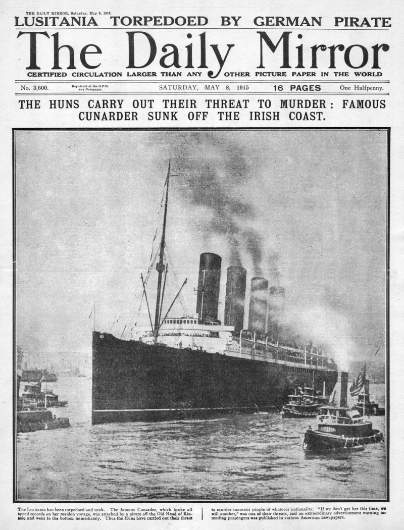Sinking of the Lusitania, WW1