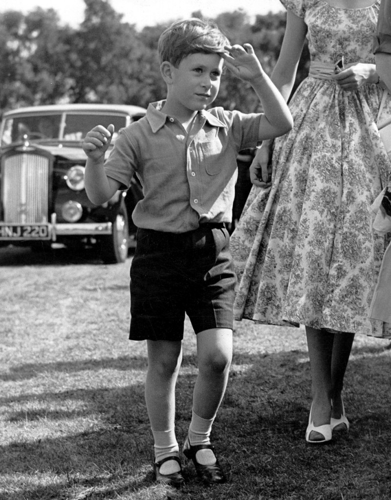 Prince Charles arrives on Smith's Lawn to watch polo June 1955