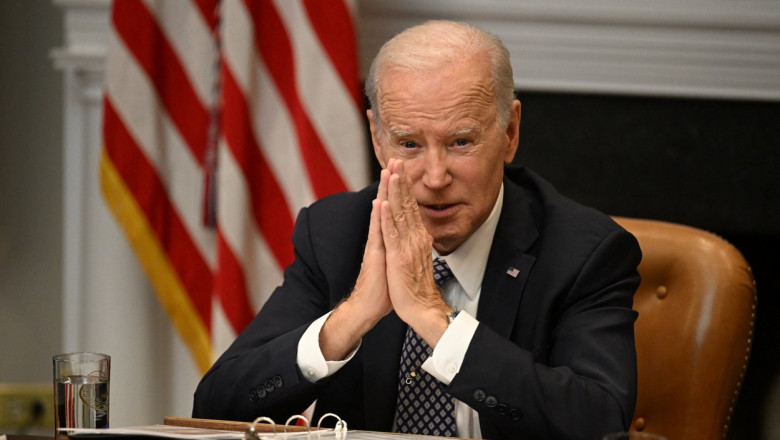 Președintele SUA Joe Biden participă la o reuniune la Casa Albă pe 5 mai 2023.