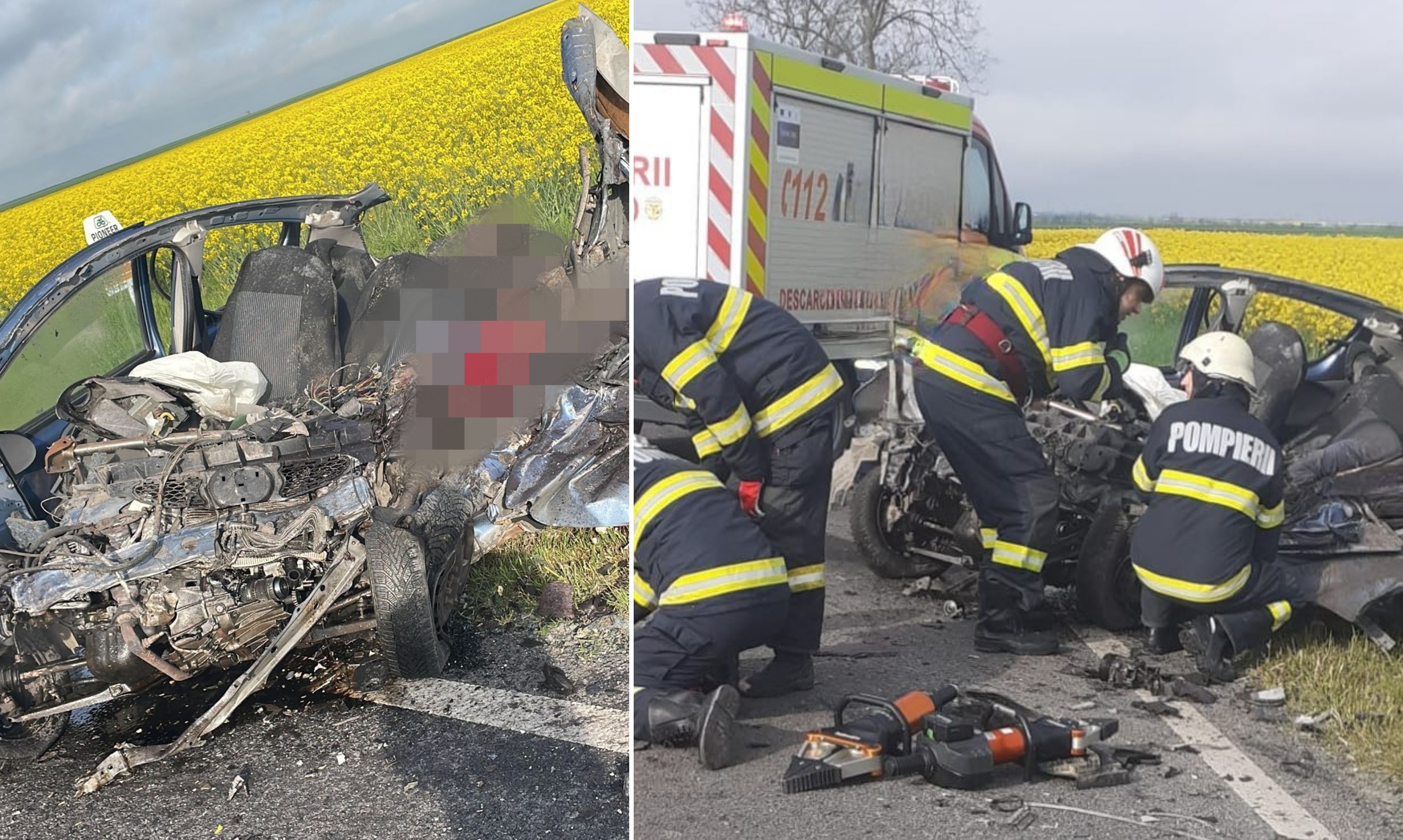Depășire fatală. Un șofer a murit după ce a intrat, în viteză, cu mașina sub un TIR, pe un drum național din Constanța