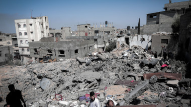 clădiri prăbușite în Gaza după bombardamente israeliene