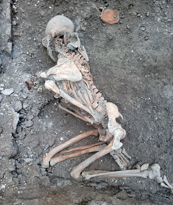 Italy, the ancient Roman city of Pompeii: Archeologists have discovered two more skeletons in the ruins of Pompeii, the ancient Roman city wiped out by an eruption of volcano Mount Vesuvius nearly 2000 years ago..The skeletons were recovered from a buildi