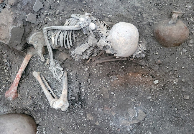 Italy, the ancient Roman city of Pompeii: Archeologists have discovered two more skeletons in the ruins of Pompeii, the ancient Roman city wiped out by an eruption of volcano Mount Vesuvius nearly 2000 years ago..The skeletons were recovered from a buildi
