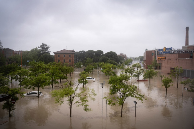 Italy, Cesena: Bad weather. Torrential rains. The flooding of the Savio river.