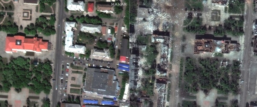 Ruinele din Bahmut. Imagini din satelit arată cum a fost devastat orașul într-un an de bombardamente