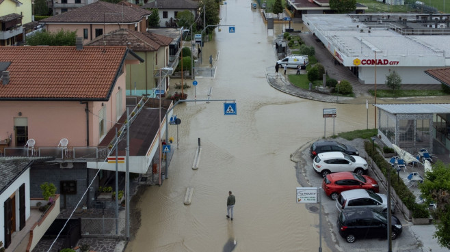 Damage after the flood in Cesena, Italy