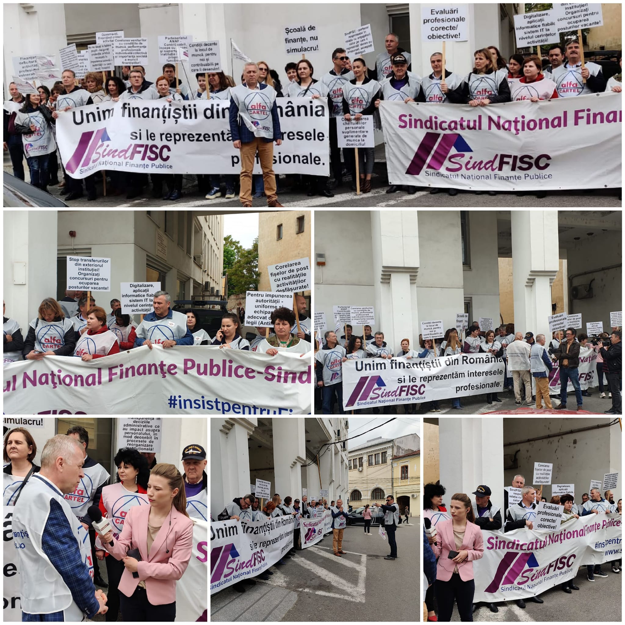 Protest al angajaților de la Fisc. Sindicaliștii cer "salarii corecte" și condiții de lucru mai bune
