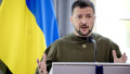 Președintele Ucrainei Volodimir Zelenski susține un discurs la Haga pe 4 mai 2023.