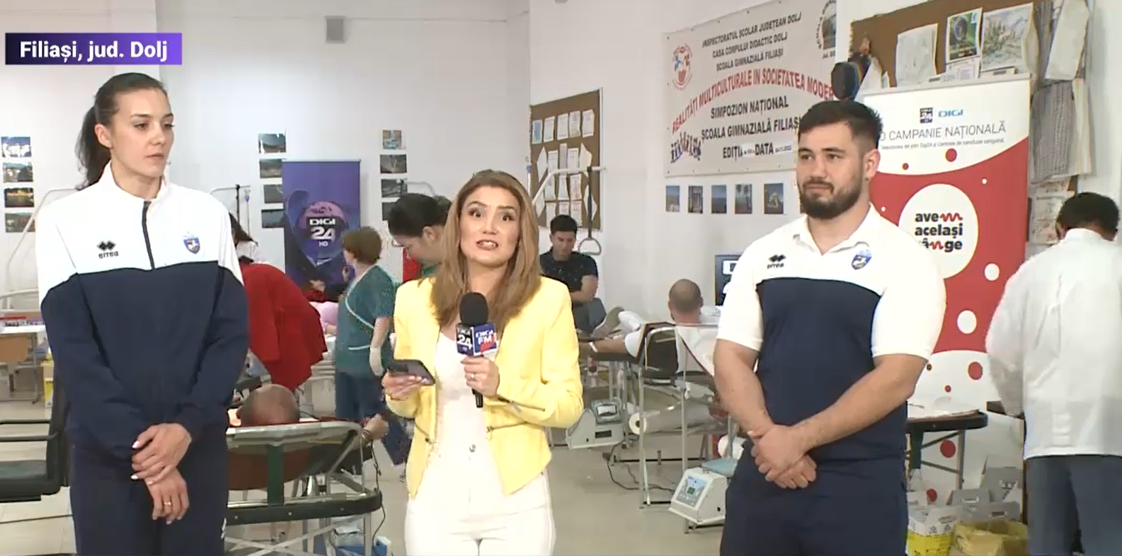 Campania de donare de sânge din Filiași, susținută de handbalista Cristina Burcea Zamfir și Ionuț Iancu, campion mondial la kempo