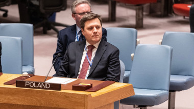 Wojciech Gerwel, viceministrul de Externe al Poloniei participă la Consiliul ONU de securitate la New York, pe 12 ianuarie 2023.