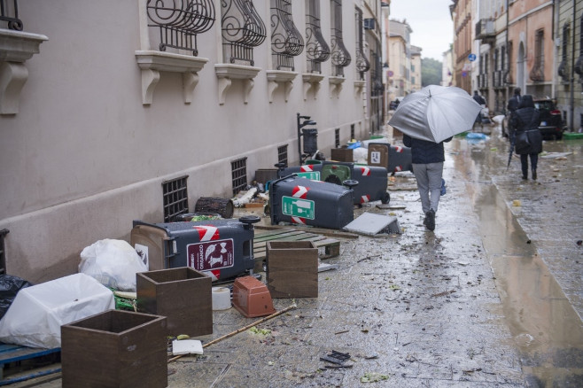 Flood in Faenza where the Lamone river has flooded a large part of the city.