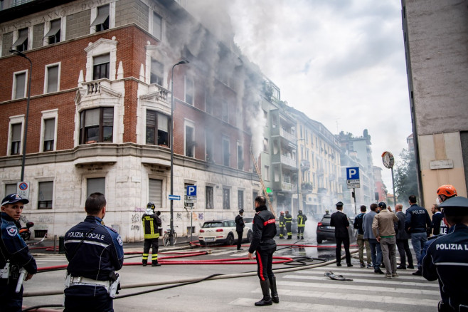 Milan, Explosion in Via Pier Lombardo at the Corner of Via Vasari, Italy - 11 May 2023