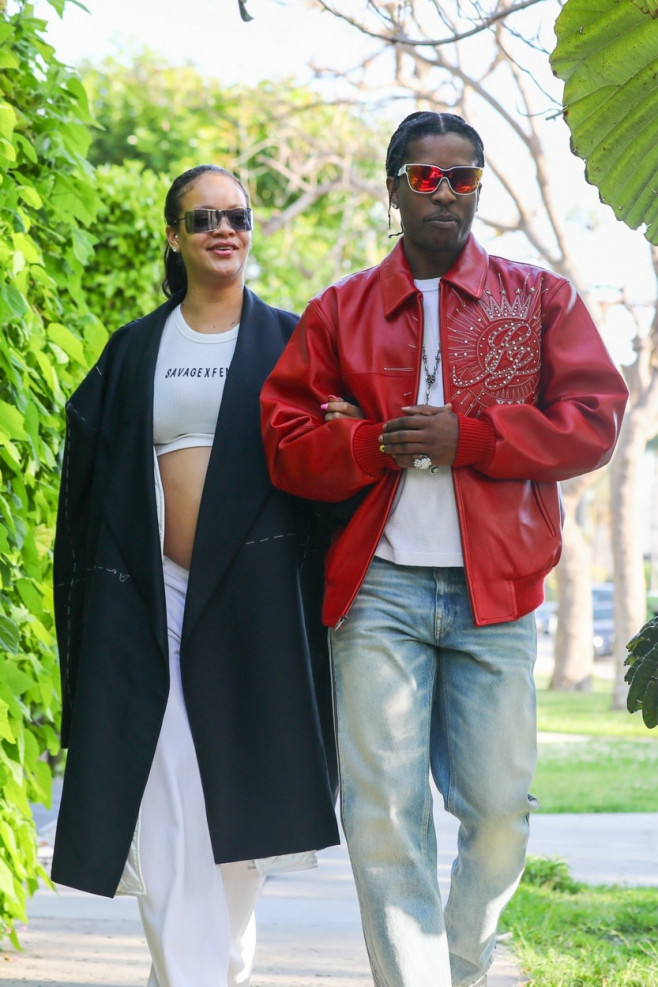 *EXCLUSIVE* Pregnant Rihanna and A$AP Rocky step out together after their son's name is revealed