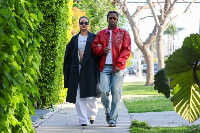 *EXCLUSIVE* Pregnant Rihanna and A$AP Rocky step out together after their son's name is revealed