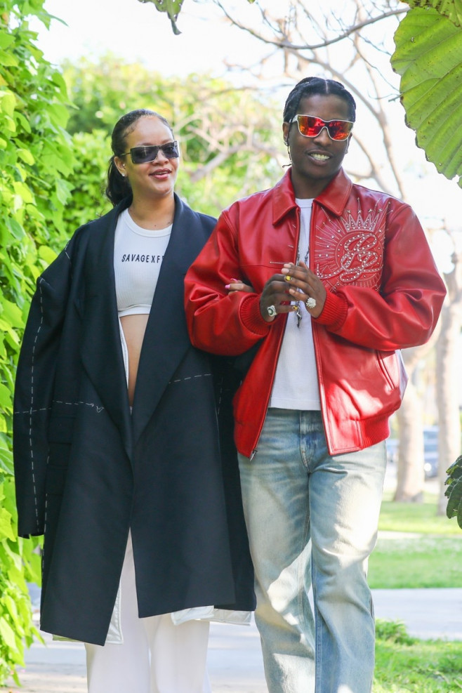 *EXCLUSIVE* Pregnant Rihanna and A$AP Rocky step out together after their son's name is revealed