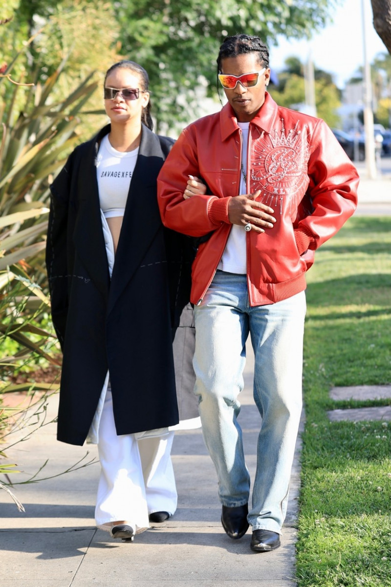 *EXCLUSIVE* Pregnant Rihanna and boyfriend A$AP Rocky step out arm in arm for a stroll in the neighborhood after their son’s name was revealed as RZA!