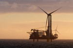 The Jack-up construction vessel Brave Tern installing offshore wind turbines at the Hornsea 1 Offshore Windfarm