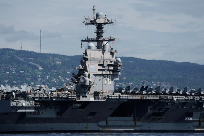 The aircraft carrier USS Gerald R. Ford in Oslo