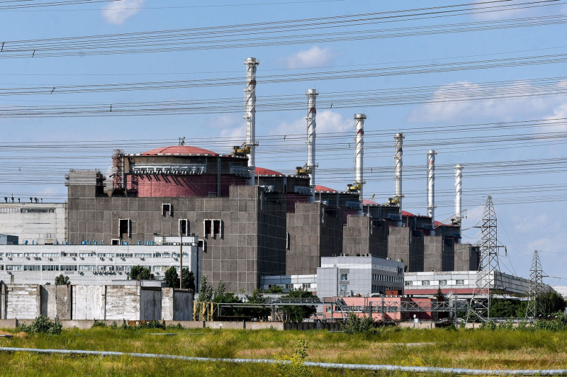 The six reactors of the Zaporozhye nuclear power plant in Energodar.
