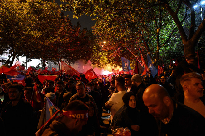 Erdogan supporters in Istanbul celebrate after Turkiye’s presidential runoff election